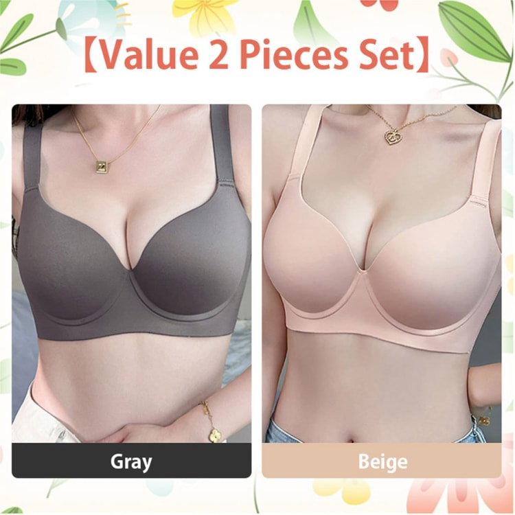 Womens Sexy Padded Plunge Push Up Bras Seamless Soft Underwire Bralette VEIMIA