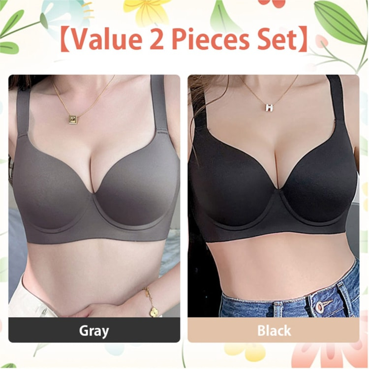 Plunge Push Up Bra Seamless Soft Underwire Supportive Bralette VEIMIA
