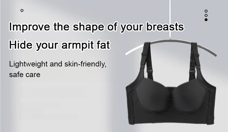 Glossy Non-marking Deep V Large Size Push Up Bra Cover Armpit Fat Wide Strap Veimia