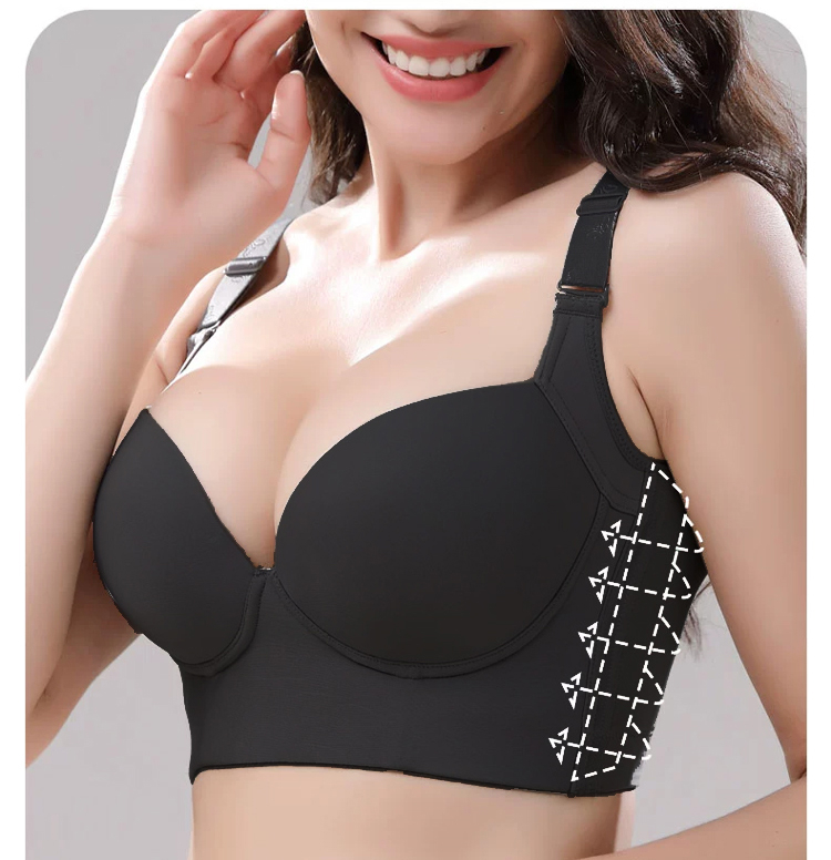 Non-marking Deep V Large Size Push Up Bra Cover Armpit Fat Wide Strap Veimia