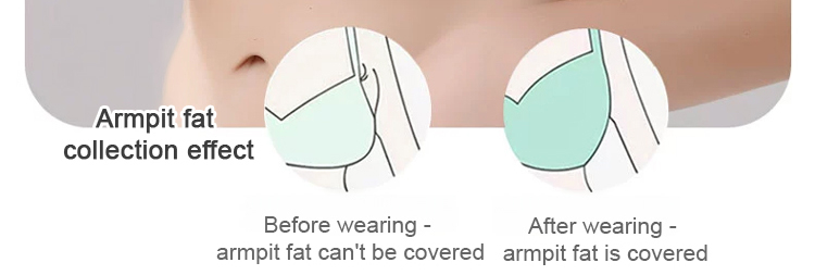Glossy Non-marking Large Size Push Up Bra Cover Armpit Fat Wide Strap Veimia