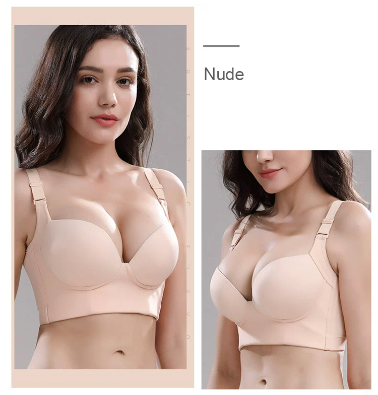 Glossy Seamless Plus Size Push Up Bras Cover Armpit Fat Wide Strap Nude Color Veimia