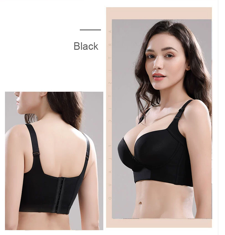Glossy Seamless Black Plus Size Push Up Bras Cover Armpit Fat Wide Strap Veimia