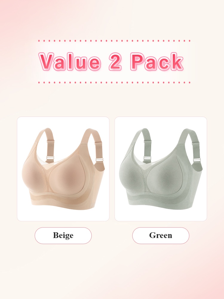 Value 2 pack wireless bras in beige and green VEIMIA