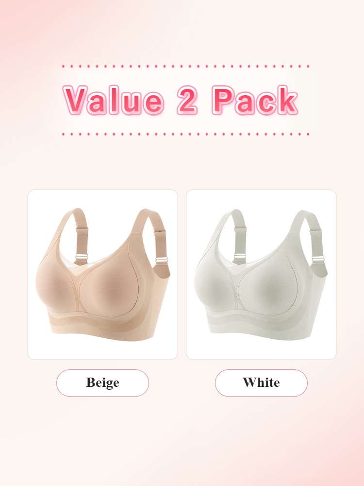 Value 2 pack wireless bras in beige and white VEIMIA