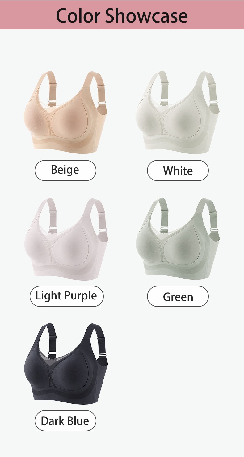 Color showcase of beige white light purple green and dark blue bras VEIMIA