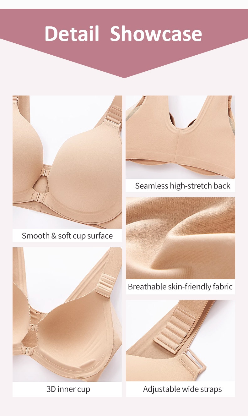 Supportive Front-closures Bra With Wireless Comfort Seamless Designs & Adjustable Fit VEIMIA