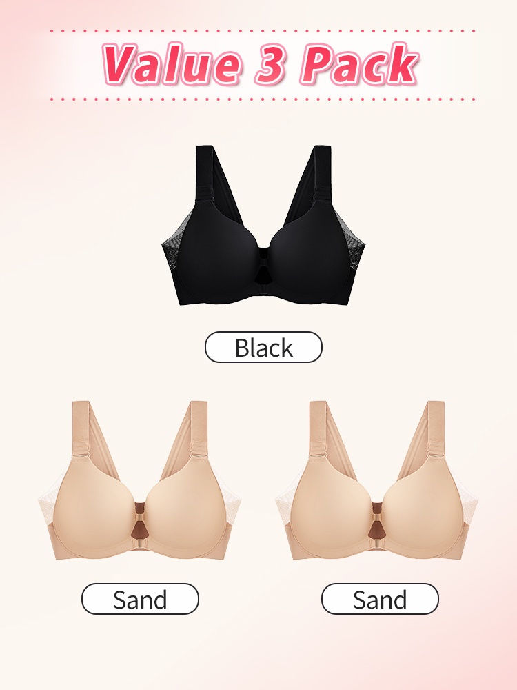 Supportive Front-fastener Bra With Wireless Ease Seamless Design & Adjustable Shape VEIMIA