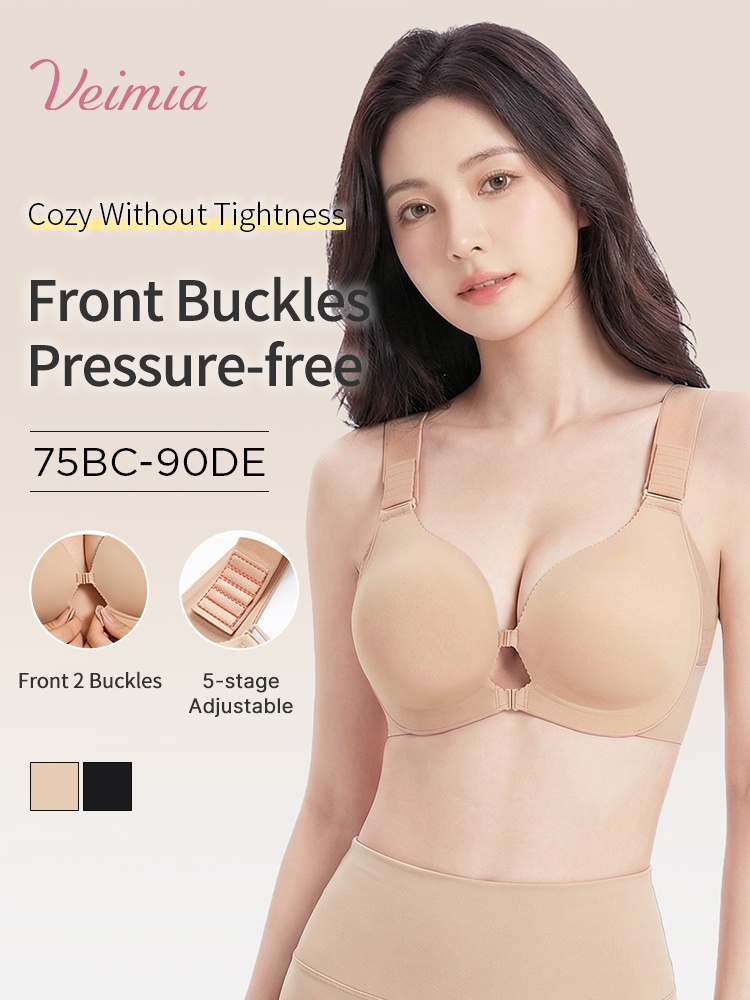 Supportive Front-closure Bras With Wireless Comfort Seamless Design & Adjustable Fits VEIMIA