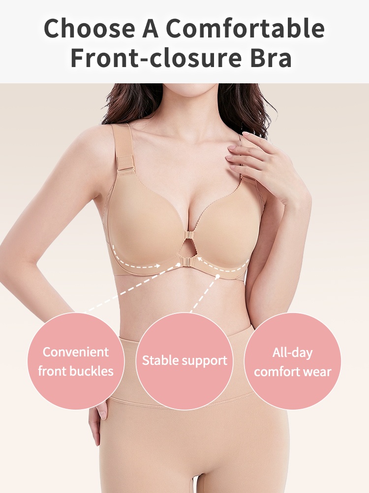 Supportive Front-closures Bras With Wireless Comfort Seamless Design & Adjustable Fits VEIMIA