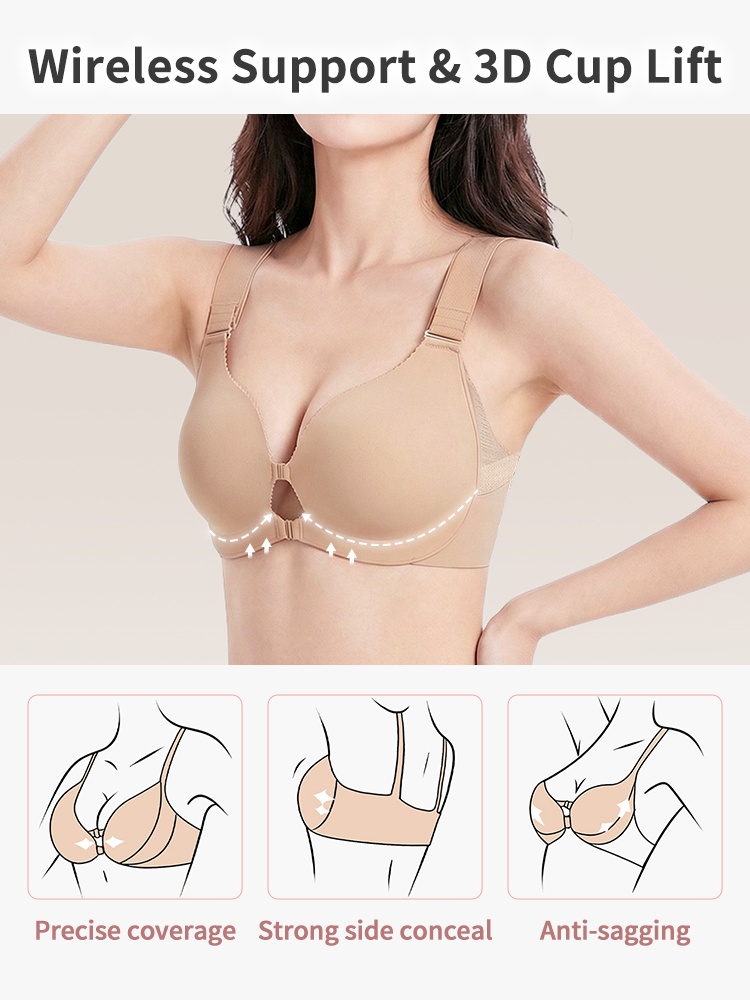 Supports Front-closure Bra With Wireless Comfort Seamless Design & Adjustable Fit VEIMIA