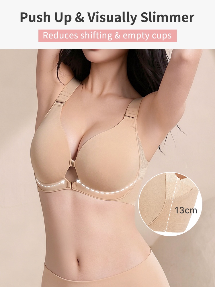 Supportive Front-fastener Bra With Wireless Comfort Seamless Design & Adjustable Fit VEIMIA