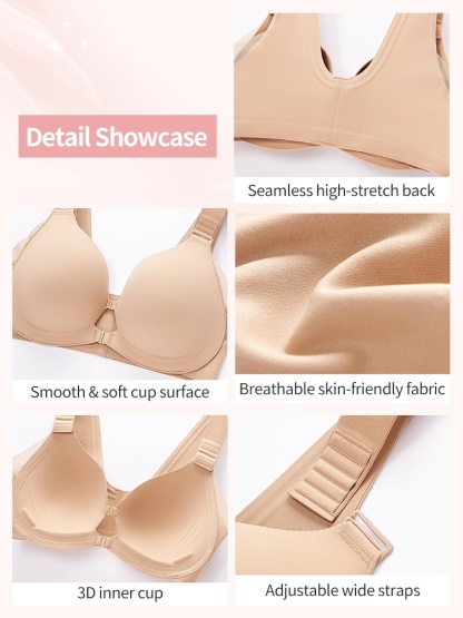Supportive Front-closure Bra With Wireless Ease Seamless Design & Adjustable Fit VEIMIA