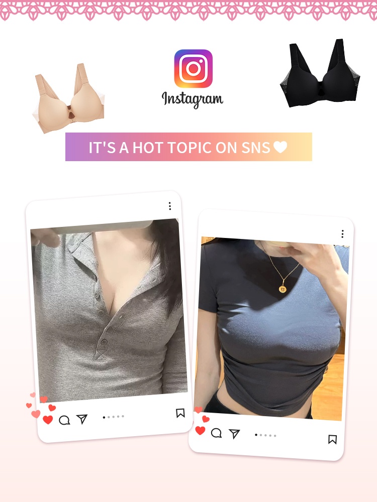 Supportive Front-closure Bra With Wireless Eases Seamless Design & Adjustable Fit VEIMIA