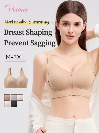 Supportive Minimizer Bras Breast Lifts & Shapes, Slimming Designs With Easy Front-zipper Access VEIMIA