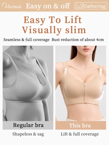 Supportive Minimizer Bras Breast Lifts & Shapes, Slimming Design With Easy Front-zipper Accesses VEIMIA