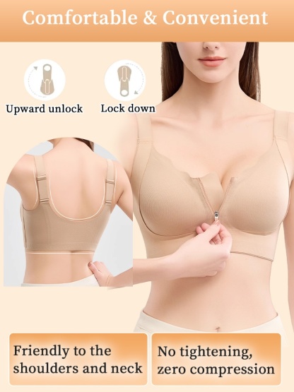 Supportive Minimizer Bra Breast Lift & Shape, Slimming Designs With Easy Front-zip Access VEIMIA