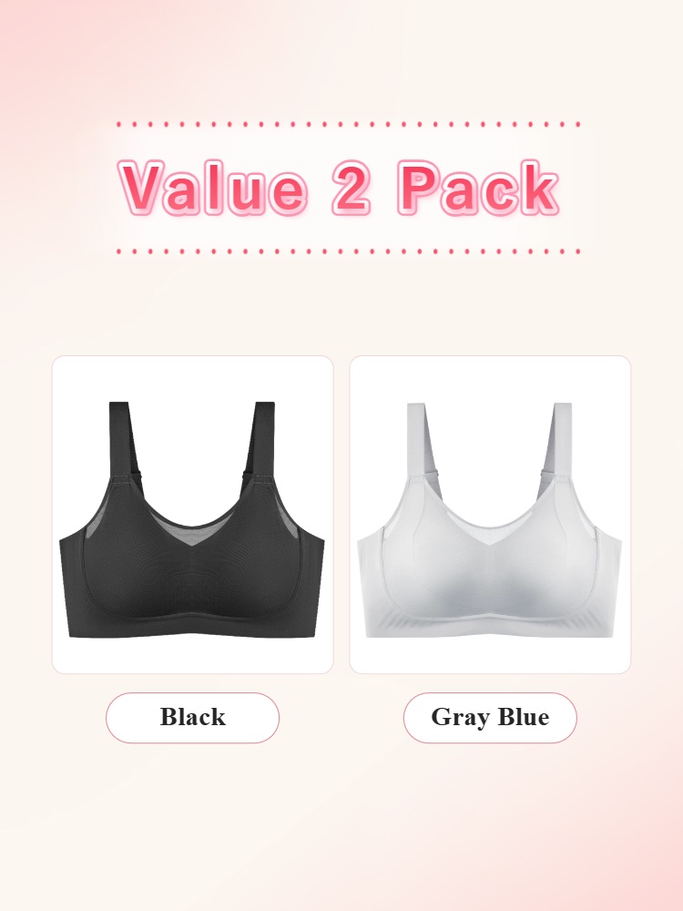 Value two pack wireless bras in black and gray blue VEIMIA