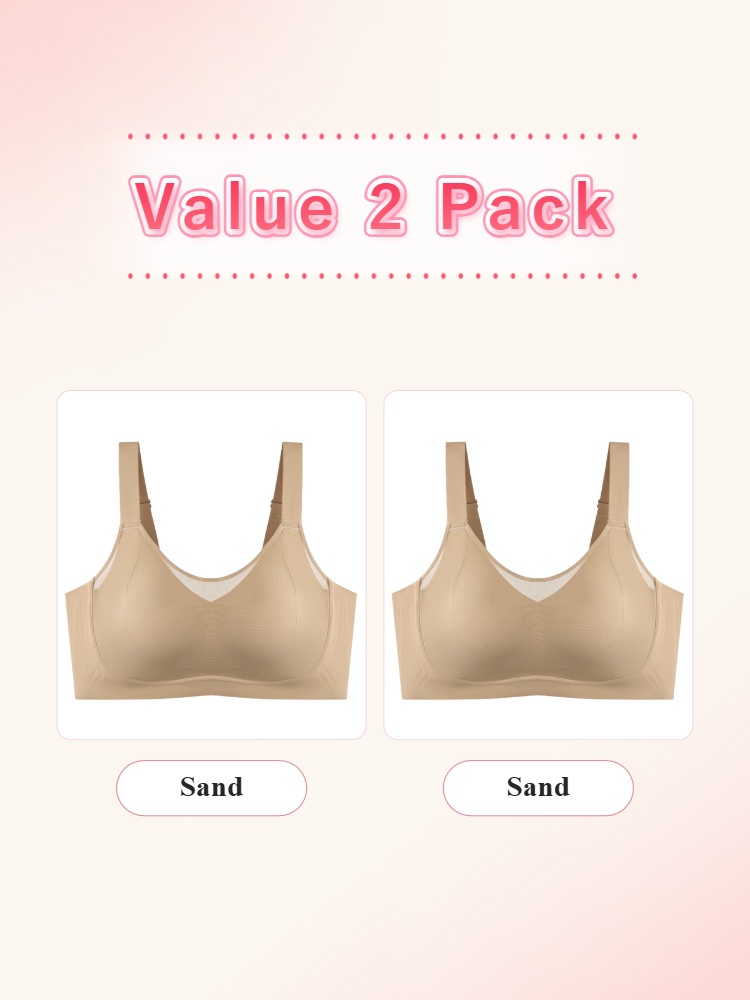 Value two pack sand wireless minimizer bras front view VEIMIA