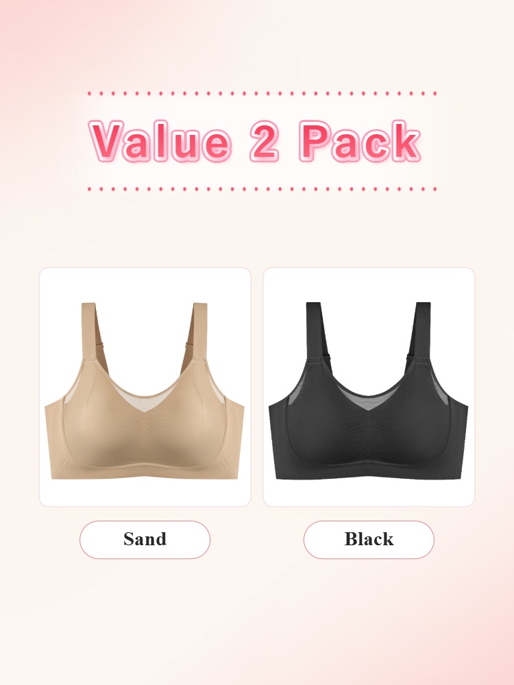Value two pack wireless bras in sand and black VEIMIA