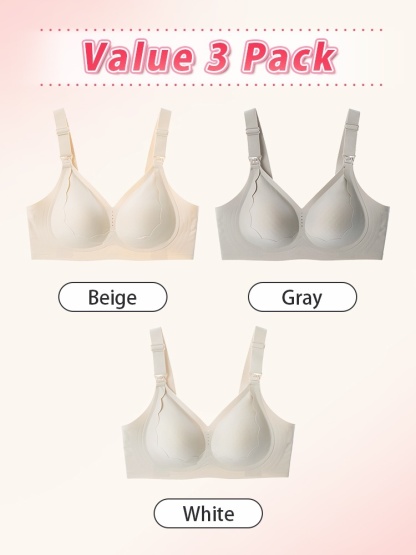 Supportive Nursing Bra in White & Gray - Regular Fit Top Open Design VEIMIA