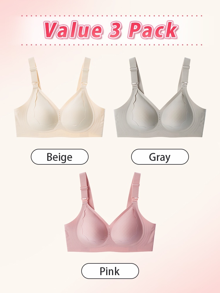 Supportive Nursing Bra in White & Gray - Comfortable Fit Anti-Sag Lift VEIMIA