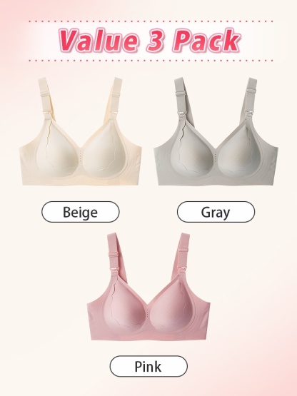 Supportive Nursing Bra in White & Gray - Comfortable Fit Anti-Sag Lift VEIMIA
