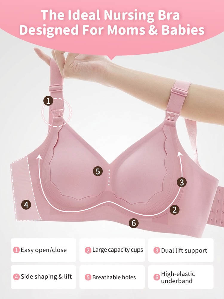 Supportive Nursing Bra in Beige - Plus Size Fit Full Bust Support VEIMIA