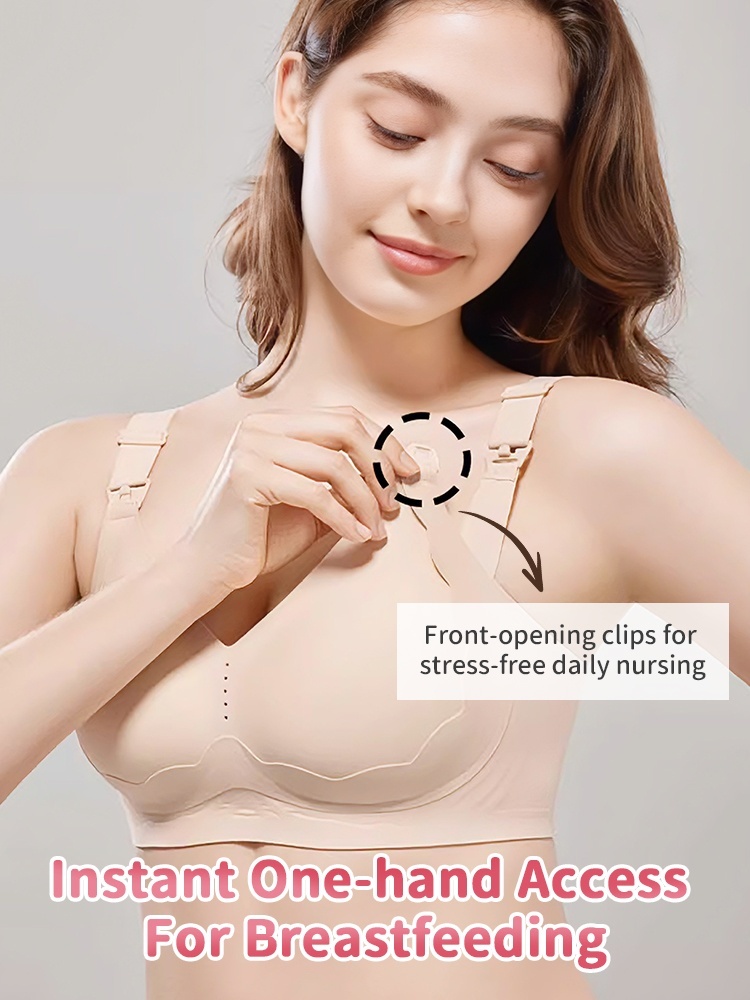 Supportive Nursing Bra in Beige - Extended Size Fit Wire-Free Comfort VEIMIA
