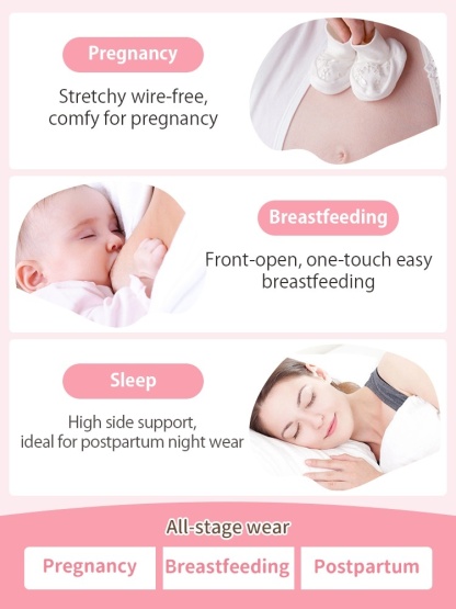 Supportive Nursing Bra in Pink - Plus Size Fit Full Bust Support VEIMIA