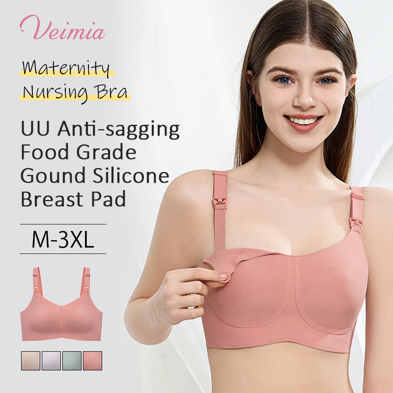 Anti-gravity Supportive Nursing Bra Gathering Breast Anti-bacterial Baby-friendly Easy Breastfeeding VEIMIA