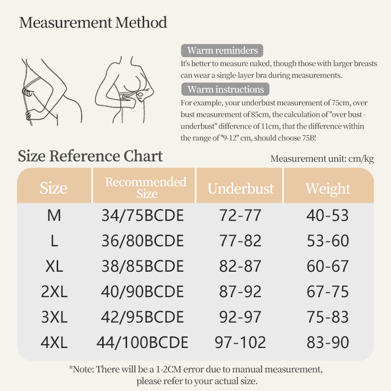 Invisible Seamless Bra Size Chart VEIMIA