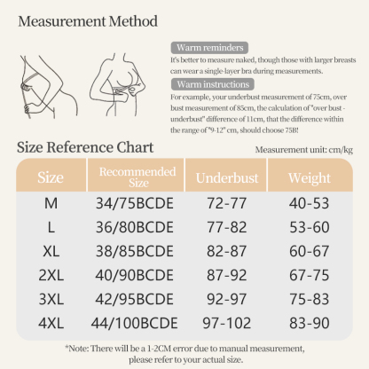 Invisible Seamless Bra Size Chart VEIMIA