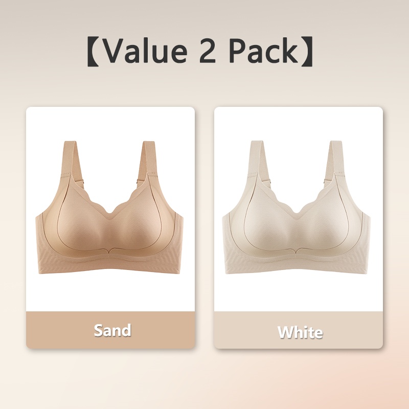 2 Pieces Sand & White Color Invisible Seamless Bras Suitable For Light-colored Clothes, Lifting & Shaping Supportive Bra VEIMIA