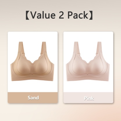 2 Pieces Sand & Pink Color Invisible Seamless Bras Suitable For Light-colored Clothes, Lifting & Shaping Supportive Bra VEIMIA