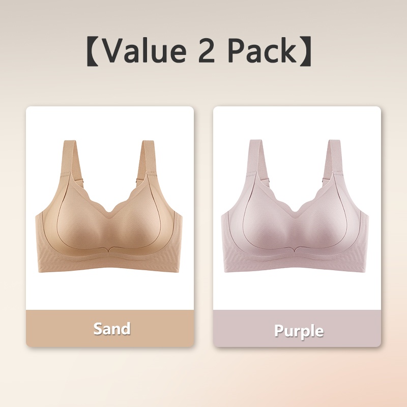 2 Pieces Sand & Purple Color Invisible Seamless Bras Suitable For Light-colored Clothes, Lifting & Shaping Supportive Bra VEIMIA