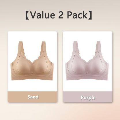 2 Pieces Sand & Purple Color Invisible Seamless Bras Suitable For Light-colored Clothes, Lifting & Shaping Supportive Bra VEIMIA