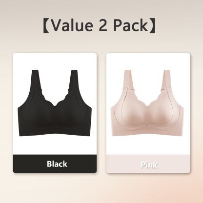 2 Pieces Pink & Black Color Invisible Seamless Bras Suitable For Light-colored Clothes, Lifting & Shaping Supportive Bra VEIMIA