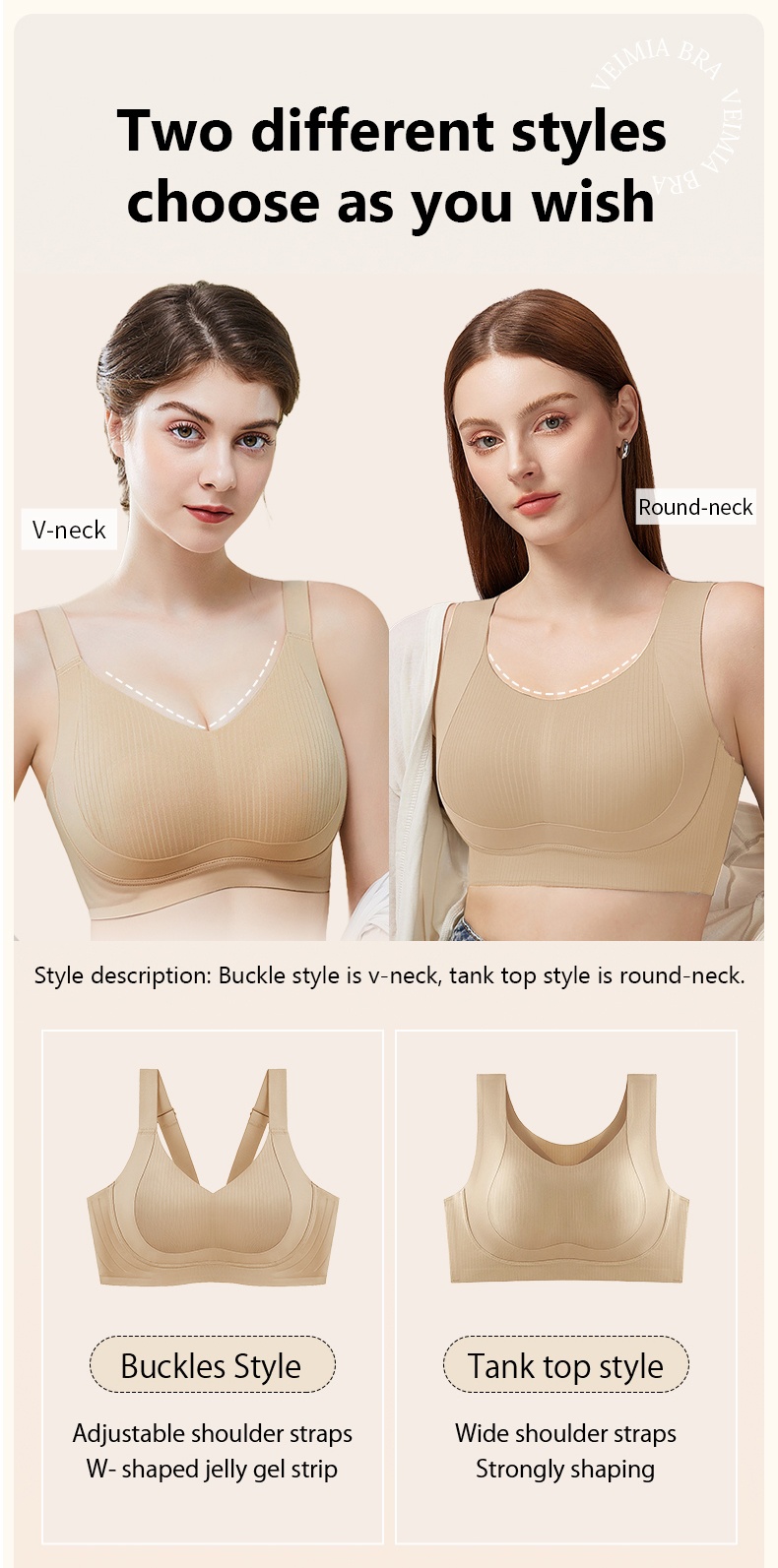 Two Different Styles of The Most Comfortable Minimizer Bra Veimia