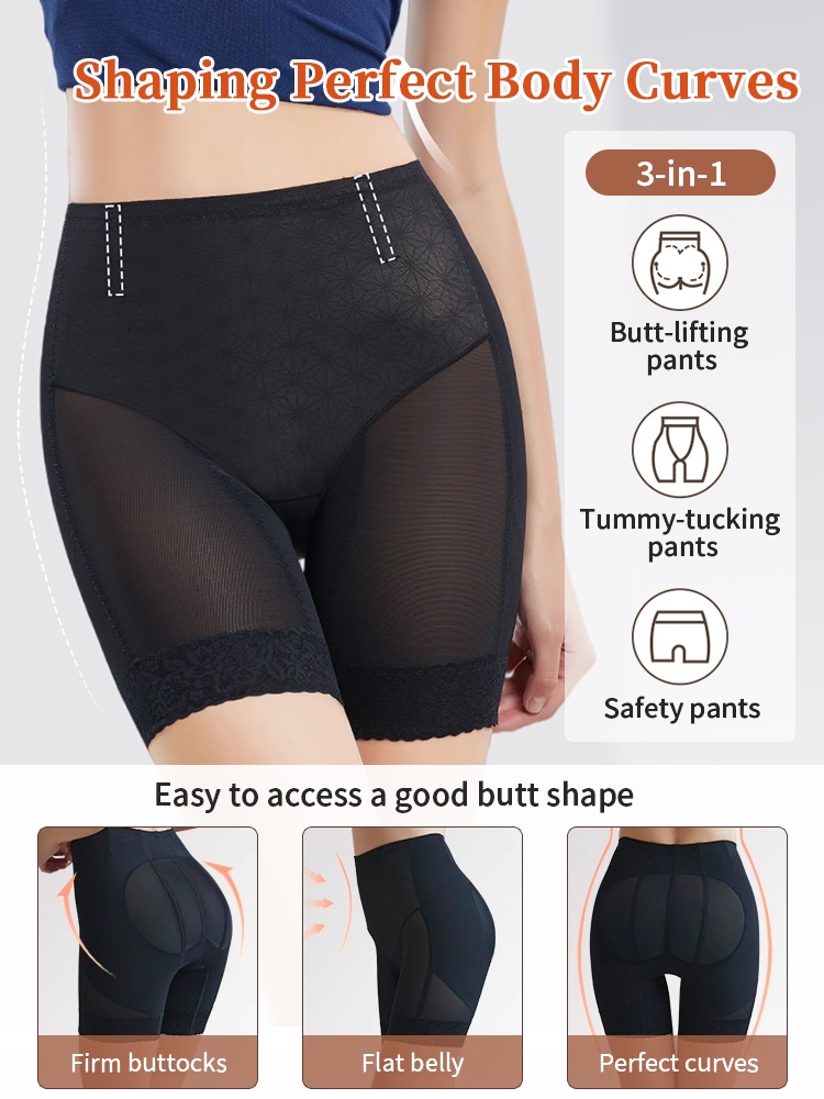 Tummies Flatten Shapewear Short Dual-layer Slimming, 3D Butt Lifting & Anti-roll Hems VEIMIA