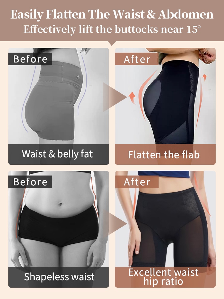 Tummies Flatten Shapewear Short Dual-layer Slimming, 3D Butts Lifting & Anti-roll Hem VEIMIA