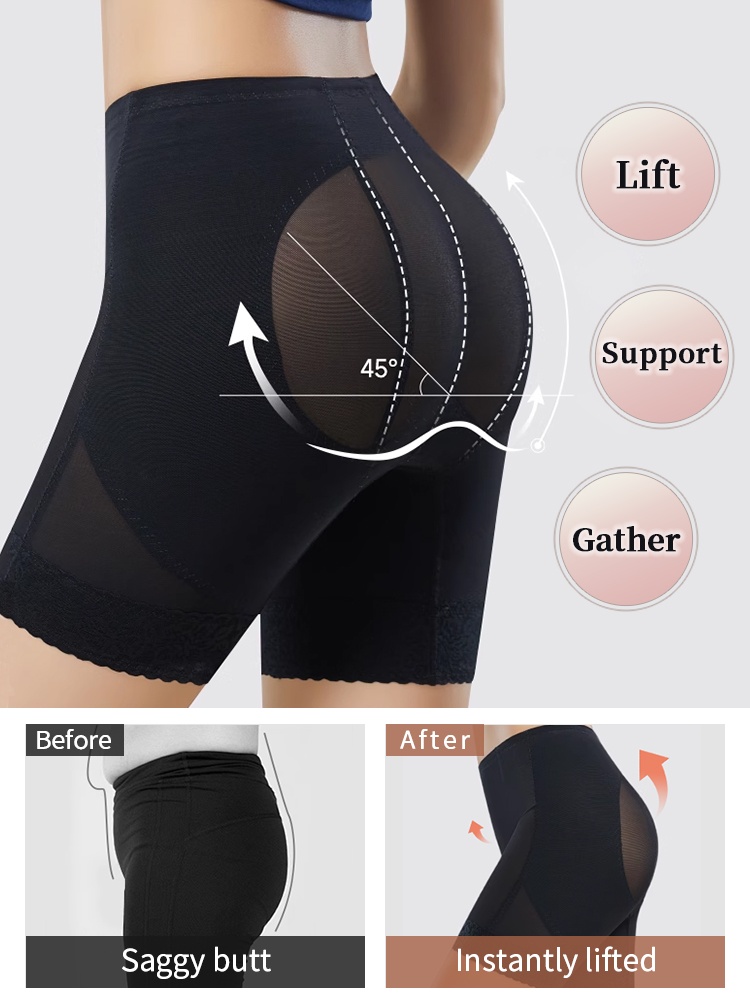 Tummies Flatten Shapewear Shorts Dual-layer Slimming, 3D Butt Lifting & Anti-roll Hem VEIMIA