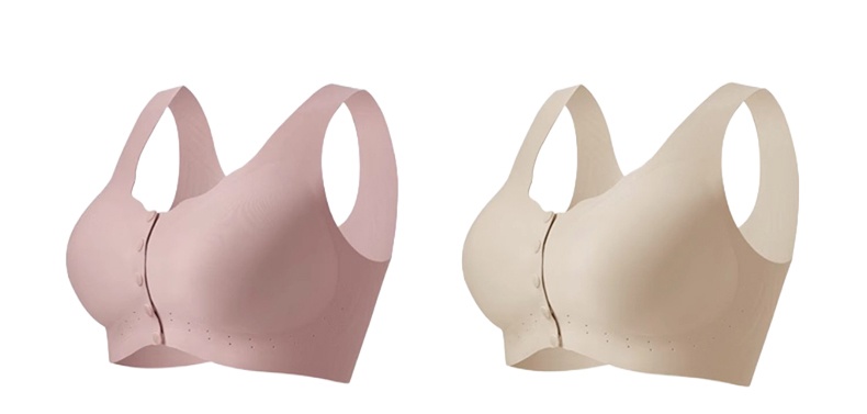 Pink And Beige Ultra Breathable Easy Put on And Take Off Front Closure Bra VEIMIA