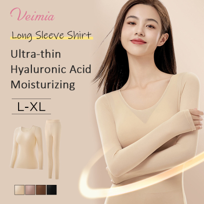 Ultra Thin Long Sleeve Shirt Thermal Underwear Set Hyaluronic Acid Moisturizing Long Johns VEIMIA