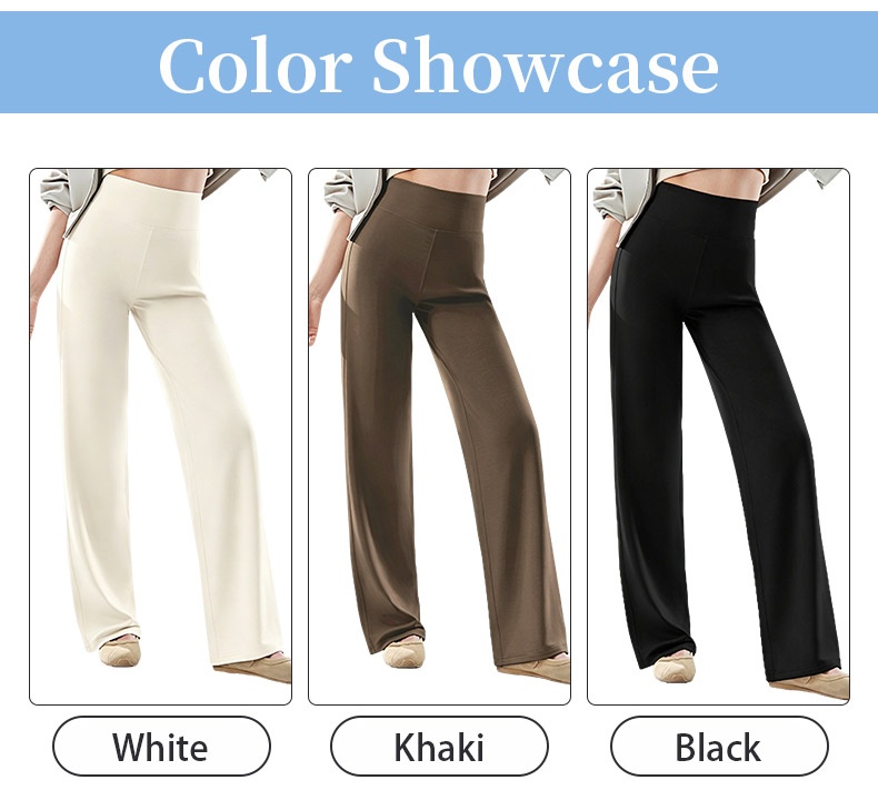 Straight-cut pants color showcase in white khaki and black VEIMIA