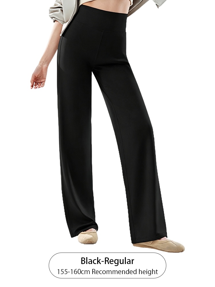 Black regular length straight-cut pants for 155 to 160 cm recommended height VEIMIA