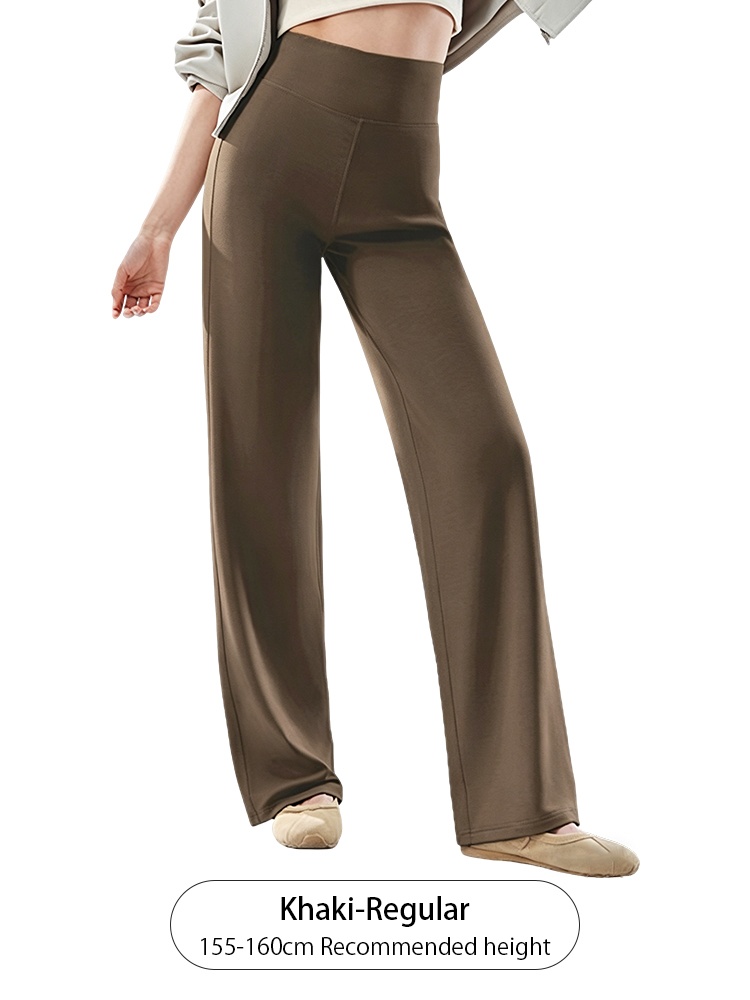 Khaki regular length straight-cut pants for 155 to 160 cm recommended height VEIMIA