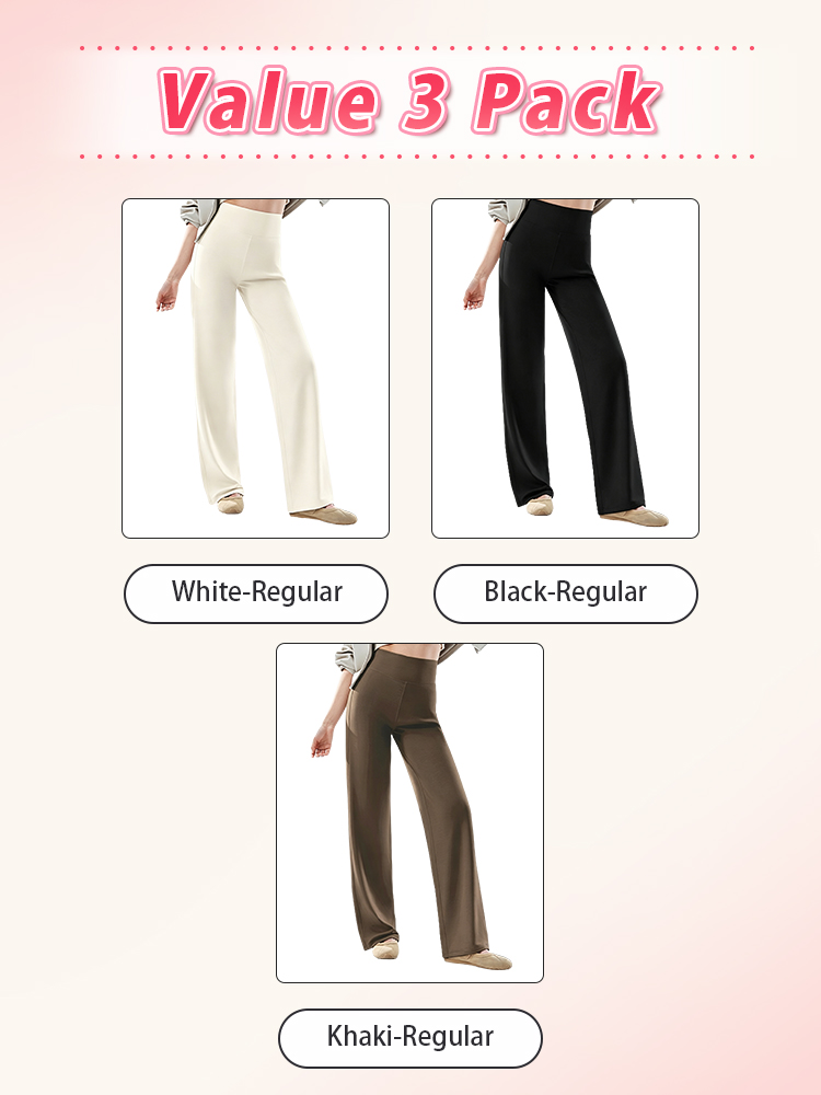 Value 3 pack with black、white and khaki  regular length straight-cut pants VEIMIA