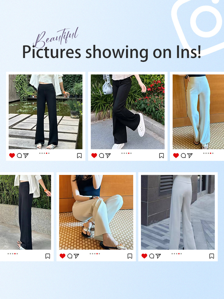 Customer style collage showing black and white straight-cut pants in everyday outfits VEIMIA