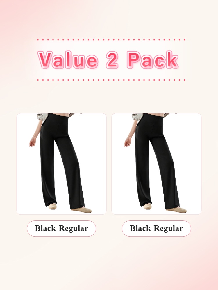 Value 2 pack with two black regular length straight-cut pants VEIMIA